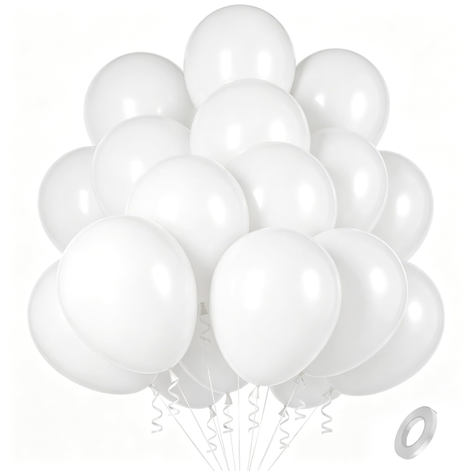 White Balloons 100 Pack, 12inch Pearl White Birthday Balloons Set Latex Helium Balloon for Birthday Party Graduation Retire Engagement Wedding Anniversary Baby Shower Bridal Shower Party Decorations