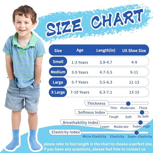 Tphon Kids Non Slip Toddler Boy Grip Socks 12 Pairs Anti Skid Sticky Socks for 1-10 Years Infants Baby Children