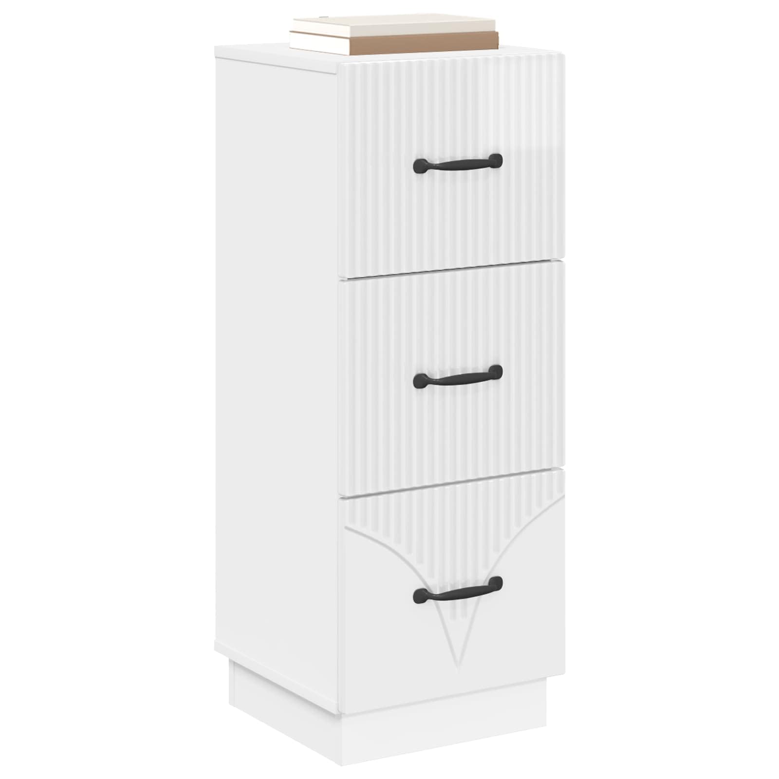 Cassettiera in legno bianco lucido, 33 x 34,5 x 87 cm, 3 cassetti, per camera da letto, corridoio e ufficio, con spazio
