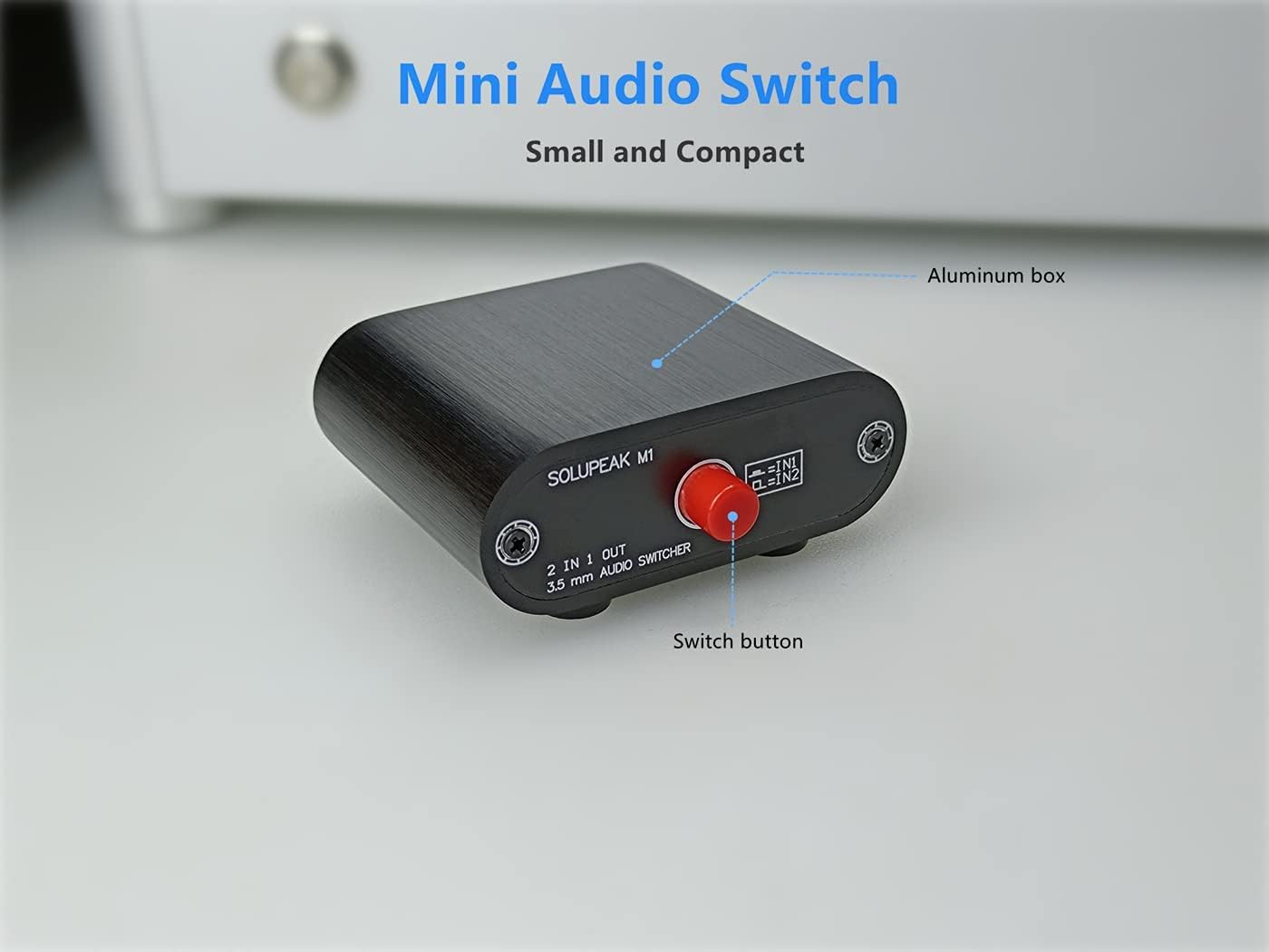 M1 2 in 1 Out 3.5mm Stereo Audio Switch aux switcher Speaker selector Splitter Box : Electronics