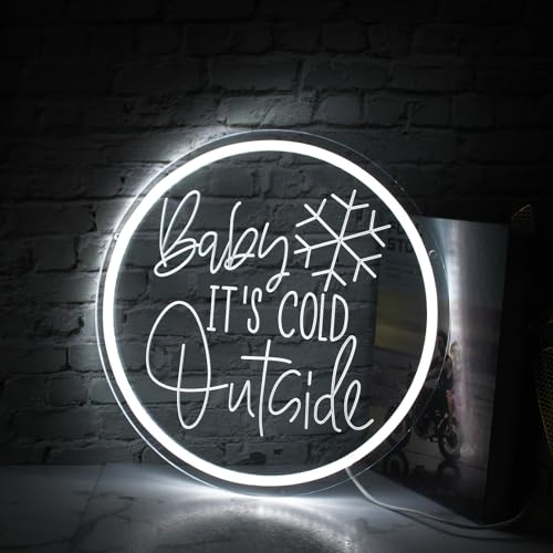 Baby It's Cold Outside Neon Sign For Winter Window Decor Led Baby Letters Neon Light Hanging Acrylic Night Light For Indoor Home Kids Room Bedroom Birthday Christmas Festival Decor (USB Power)