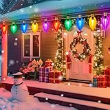 Minetom 2 Pack Super Jumbo Christmas String Lights or Pathway Marker Lights, Outdoor Xmas Decorations, 11Ft 5 LED Jumbo C9 Hanging Light Waterproof Lawn Dec for Holiday Home Tree Roof Yard, Multicolor