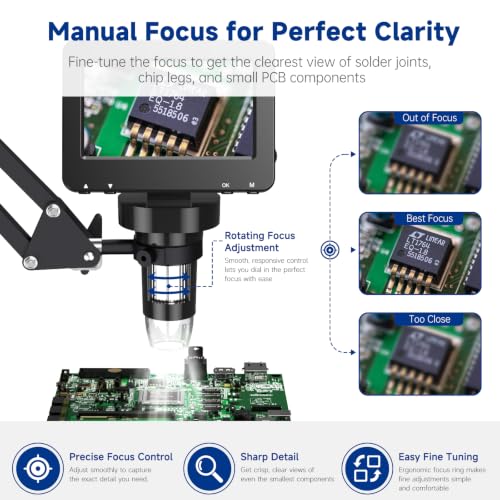 Image of 4.3 Inch Digital Soldering Microscope with C-Clamp