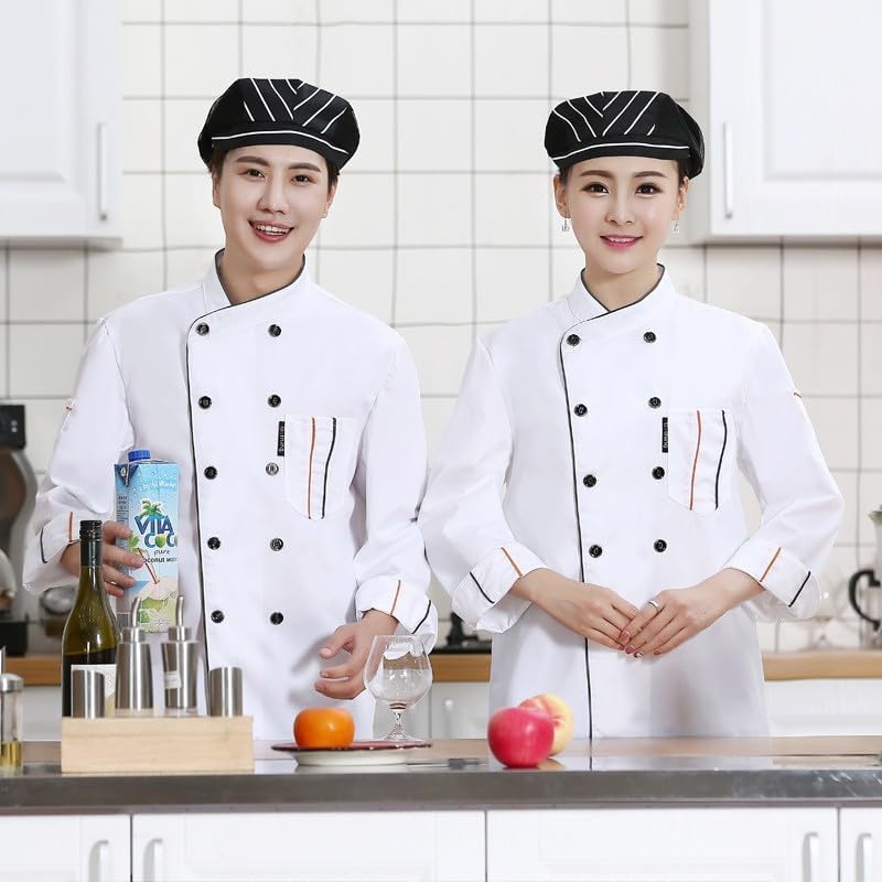 Unisex Chef Coat for Men Long Sleeves Solid Chef Jacket Hotel Restaurant Work Shirt Uniform - Image 2