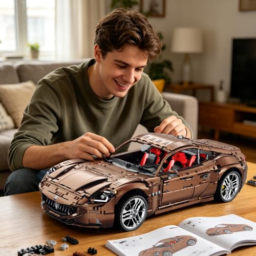 Image of Reobrix Sports Car Building Blocks Set for Adults, Remote Control 1:8 Racing Car Vehicle Toy Model Building Kit for Adult, 11009, Creative Gifts for Boys Girls Adults 14+ (5480PCS)