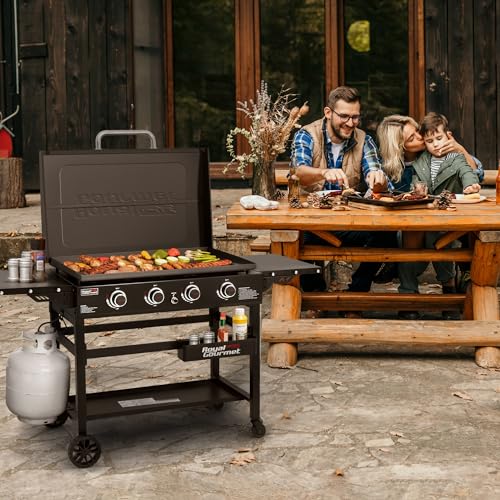 Image of Royal Gourmet GB4000P 4 Burner Propane Gas Griddle, Hard Cover, Side Tables