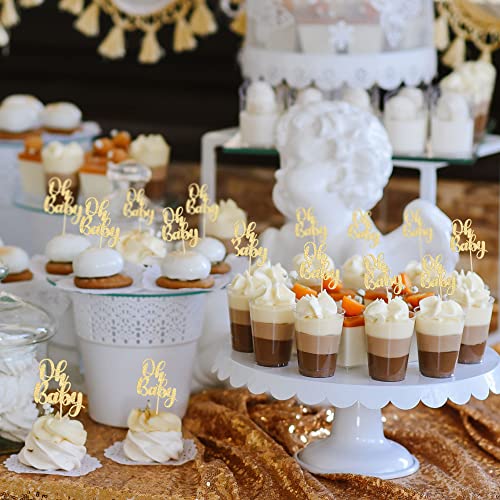 Gyufise 36 Pack Oh Baby Cupcake Toppers Glitter Baby Shower Cupcake Picks Decorations For Celebrating Baby Shower Kids Birthday Party Supplies Gold thumb #7