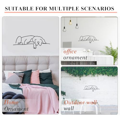 duozoanz Wanddeko Metall Schwarz Hund, Metallbilder Wanddeko Modern, Metalldeko Wand Minimalistisch, Deko Küche Wand Flur Wohnzimmer Schlafzimmer 30x11cm