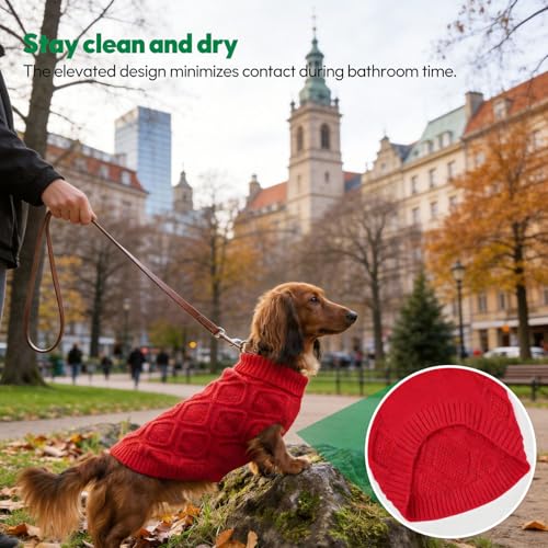 KONVINIT Hundepullover Winter für Kleine Hunde Warm Elastisch Hunde Sweater mit Rollkragen für Chihuahua Yorkshire Terrier,Zopfstrick-Muster in Rot