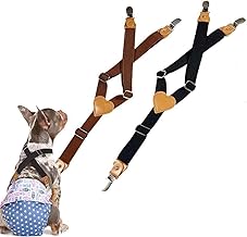 Taicols 2 pièces Bandes Ventrales Harnais pour avec Couche pour Chien, Réglables pour Chiots pour Couches pour Bretelles Chiot, Bandes Ventrales Bretelles pour Chiot Bretelles (Noir/Marron, M)