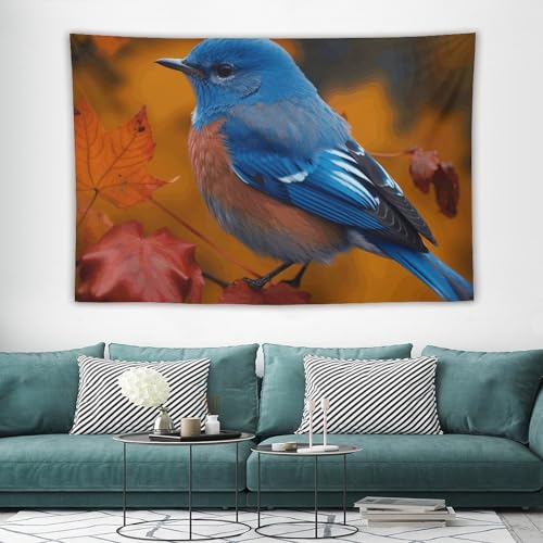 Tenture murale douce oiseaux bleus pour habiller un grand mur blanc de chambre