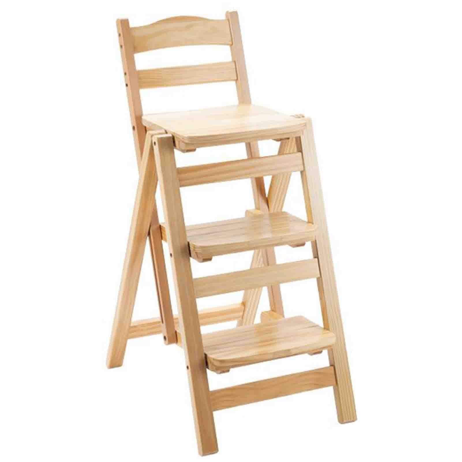 WQPMNYG Folding chair Deformable ladder and chair Multi-functional folding ladder and chair Wooden four ladder stool High load-bearing ladder and chair Structurally stable No burrs Life span (Color