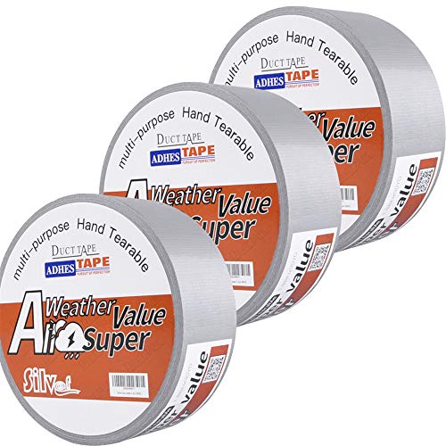 Image of ADHES Gray Duct Tape Heavy Duty, 3 Rolls x 1.88 Inch x 90 Feet(30YD), Waterproof Duct Tape Strong Adhesive & No Residue Duck Tape for Indoor & Outdoor Repairs, Industrial, Professional Use