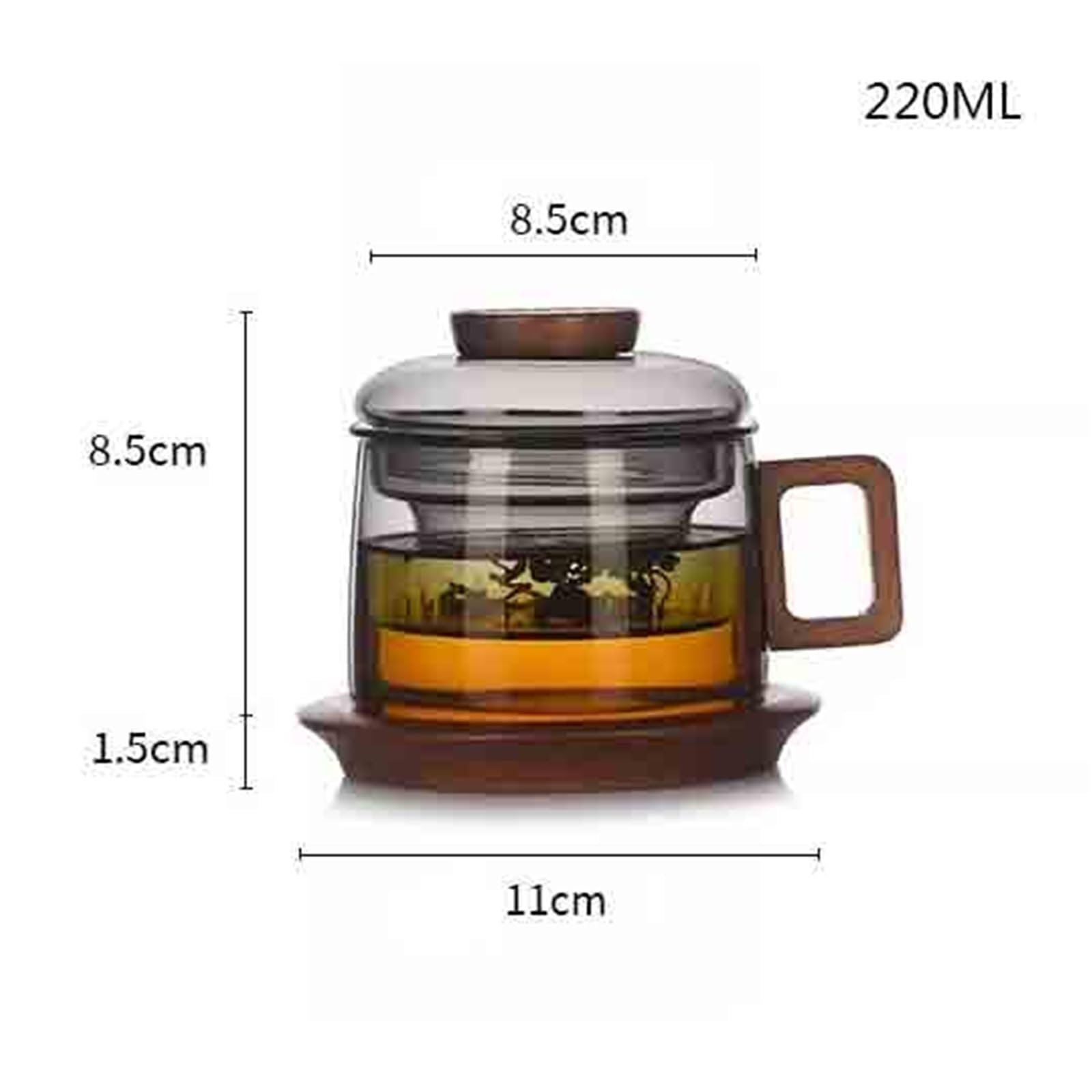 Cocina Taza de té pequeña vidrio 7,4 onzas con infusor y tapa Jugo