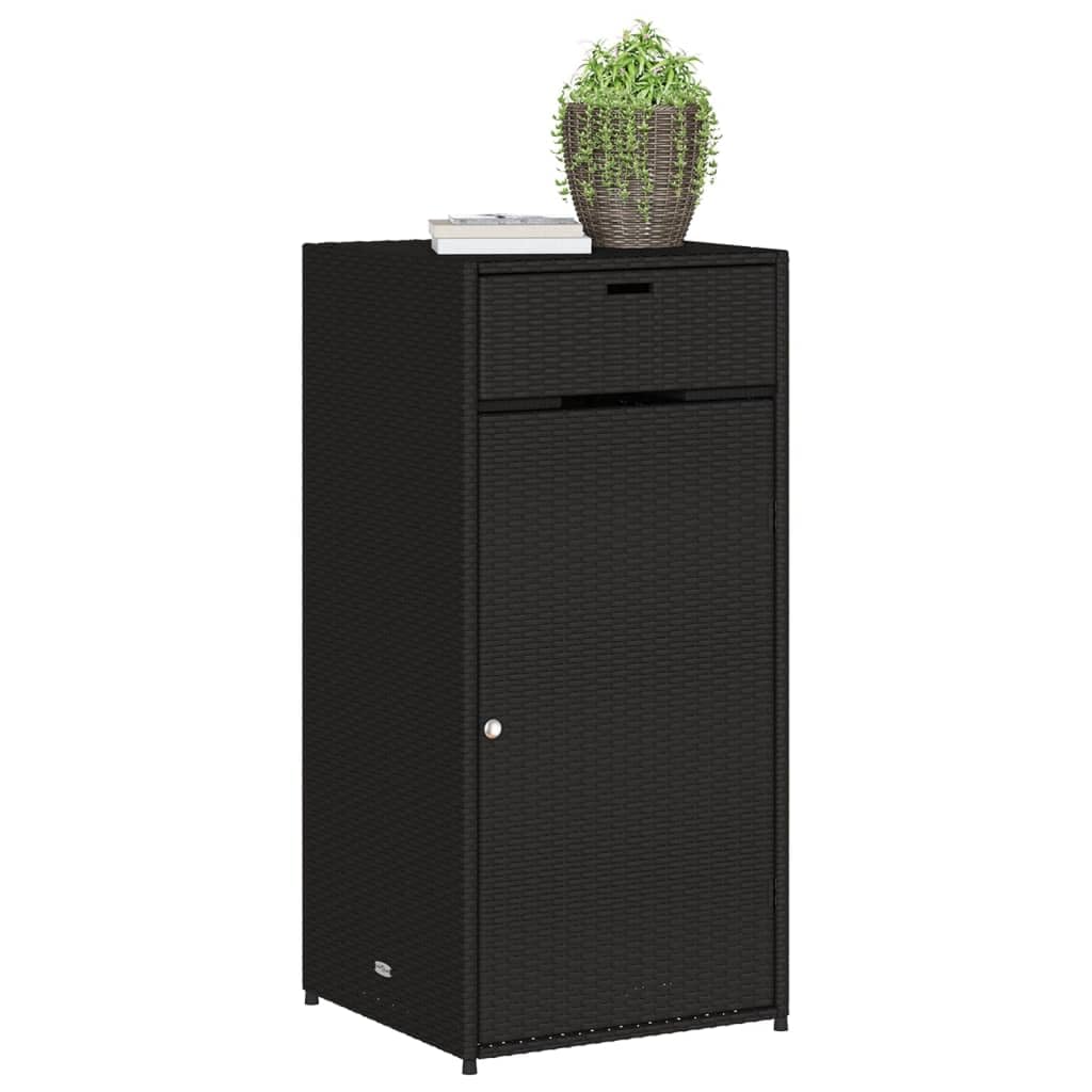 LAPOOH Armario De Almacenaje Exterior Ratán PE Negro 55x55x111 Cm – Mueble Jardín Para Cojines, Herramientas Y Juguetes