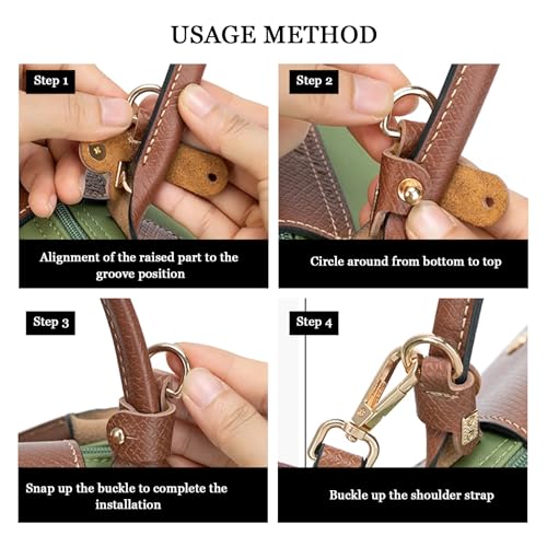 Image of Leather Adjustable Strap Kit Compatible with Longchamp Mini Bags, Replacement Crossbody Shoulder Bag Straps with Metal Buckles, 39-47 inch Adjustable Purse Strap for Women (Brown)