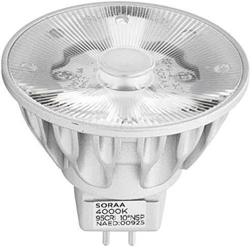 Bulbrite SM16-07-10D-940-03 SORAA 7.5W LED MR16 4000K VIVID3 10° Dimmable Light Bulb, Silver