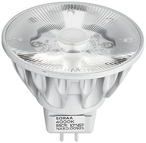 Bulbrite SM16-07-10D-940-03 SORAA 7.5W LED MR16 4000K VIVID3 10° Dimmable Light Bulb, Silver