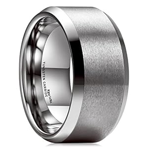 King Will Basic 6mm 7mm 8mm 9mm 10mm Men Wedding Black/Silver Tungsten Ring Matte Finish Beveled Polished Edge Comfort Fit