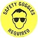 Brady 92408 17" Diameter B-819 Vinyl Film With Clear, Matte Anti-Slip Overlaminate, Black On Yellow Color Floor Safety Sign, Legend Safety Goggles Required (With Picto)