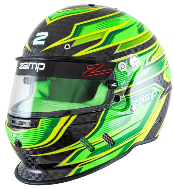 Zamp RZ-67D Snell SA2025 Carbon Flo Green/Lt Grn Large Z-20 Anti-Fog Clear Shield Color Match Series 28 Interior