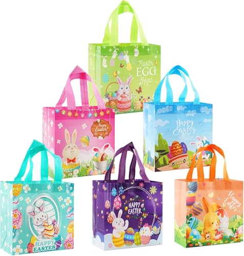 6 Stück Ostern Geschenktüten Ostertüten Zum Befüllen Geschenktüten Osterhasentüten Geschenktüte zu Ostern für Erwachsene(20X20X15 CM)