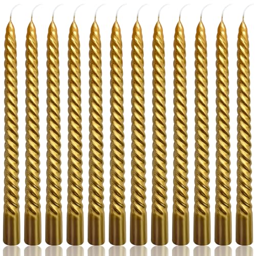 10 Inch Gold Spiral Taper Candles Set for...