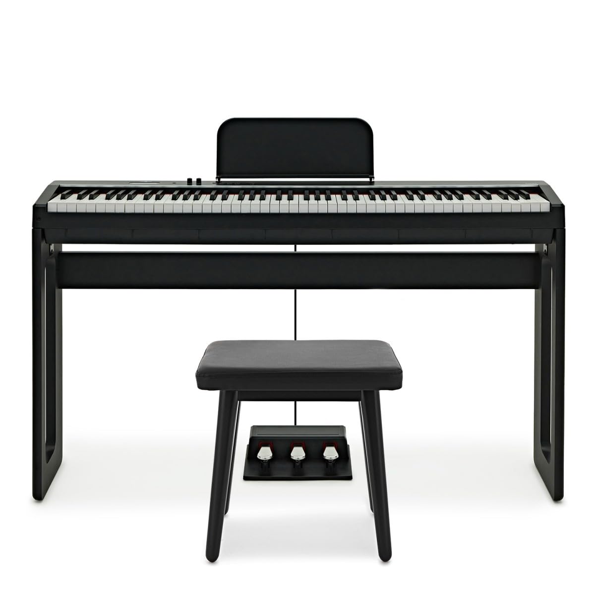 Keynote Piano Digitale Verticale Compatto con Bluetooth, Pack Sgabello | Include Sgabello Imbottito Comodo, 30 Preset DREAM, 88 Tasti Pesati, Unità 3 Pedali, Nero