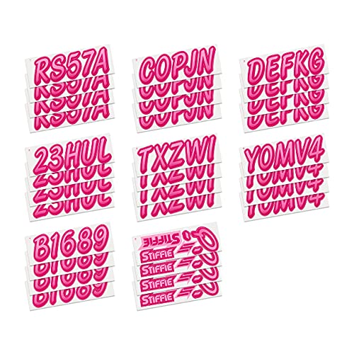 Image of STIFFIE Whipline Pink /Berry 3 inch Boat & PWC Registration Decals • Numbers Letters Stickers