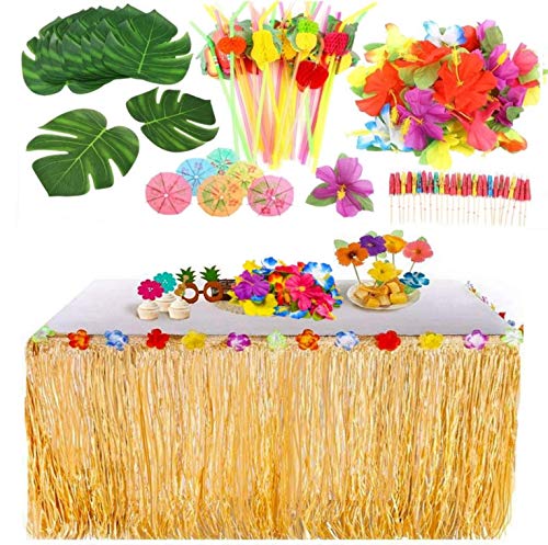 KAHEIGN 109Piezas Juego de Decoración de Fiesta Hawaiana Luau, 9 Pies Falda...