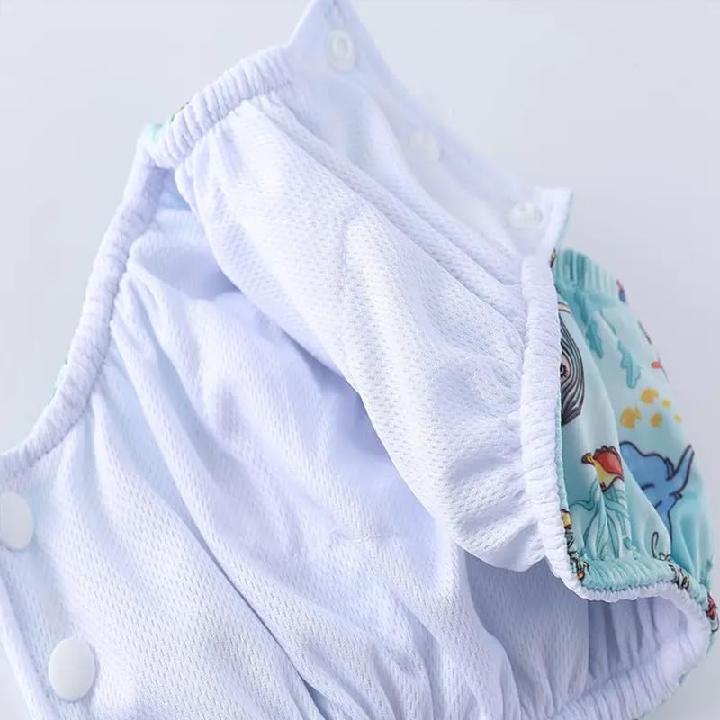 Chinmay Kids Baby 3 Swim Diaper Combo Waterproof Reusable Leakproof Adjustable Pool Pant for Infant Boys Girls Swimsuit, Age Group - (4 Months - 3 Years) | Blue-Light Blue-Purple 3