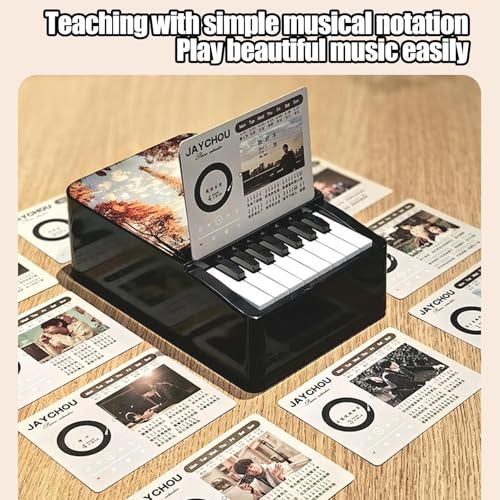 Calendario musical de escritorio interactivo con partituras mensuales y minipiano de dedos 6