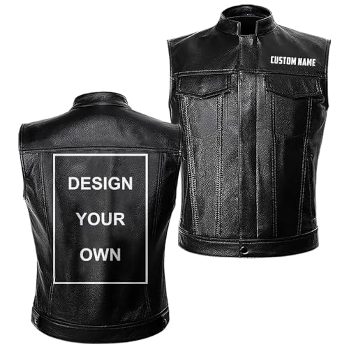 orealexpress Custom Front&Back Personalized Logo for Motorcycle Club, Personalized Mens PU Leather Vest Coat Custom Motorcycle Club Vest
