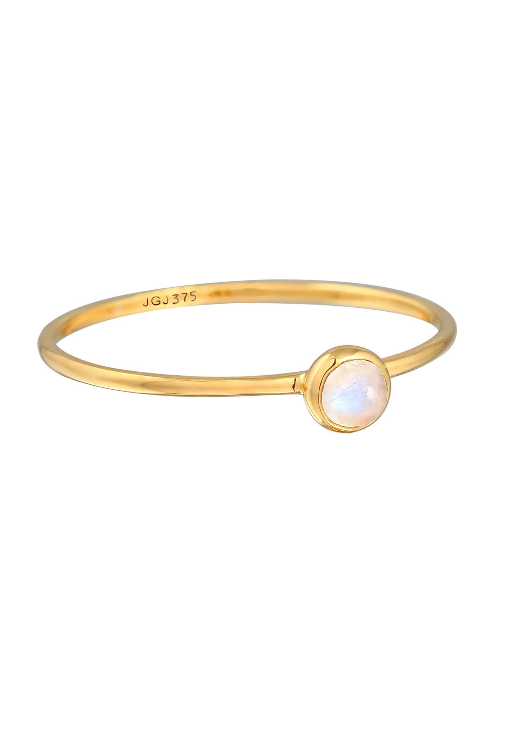 Elli Ring Damen Solitär Filigran mit Mondstein 375 Gelbgold