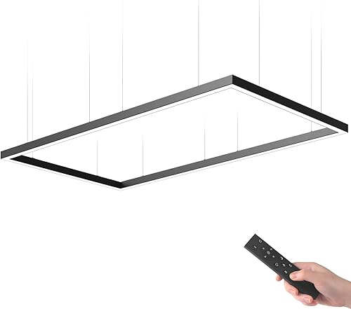 Barrina Juego de luces LED lineales rectangulares de 9 pies x 5 pies con control remoto, conexión sin costuras de 45 W, cambio de color de 3000 K a