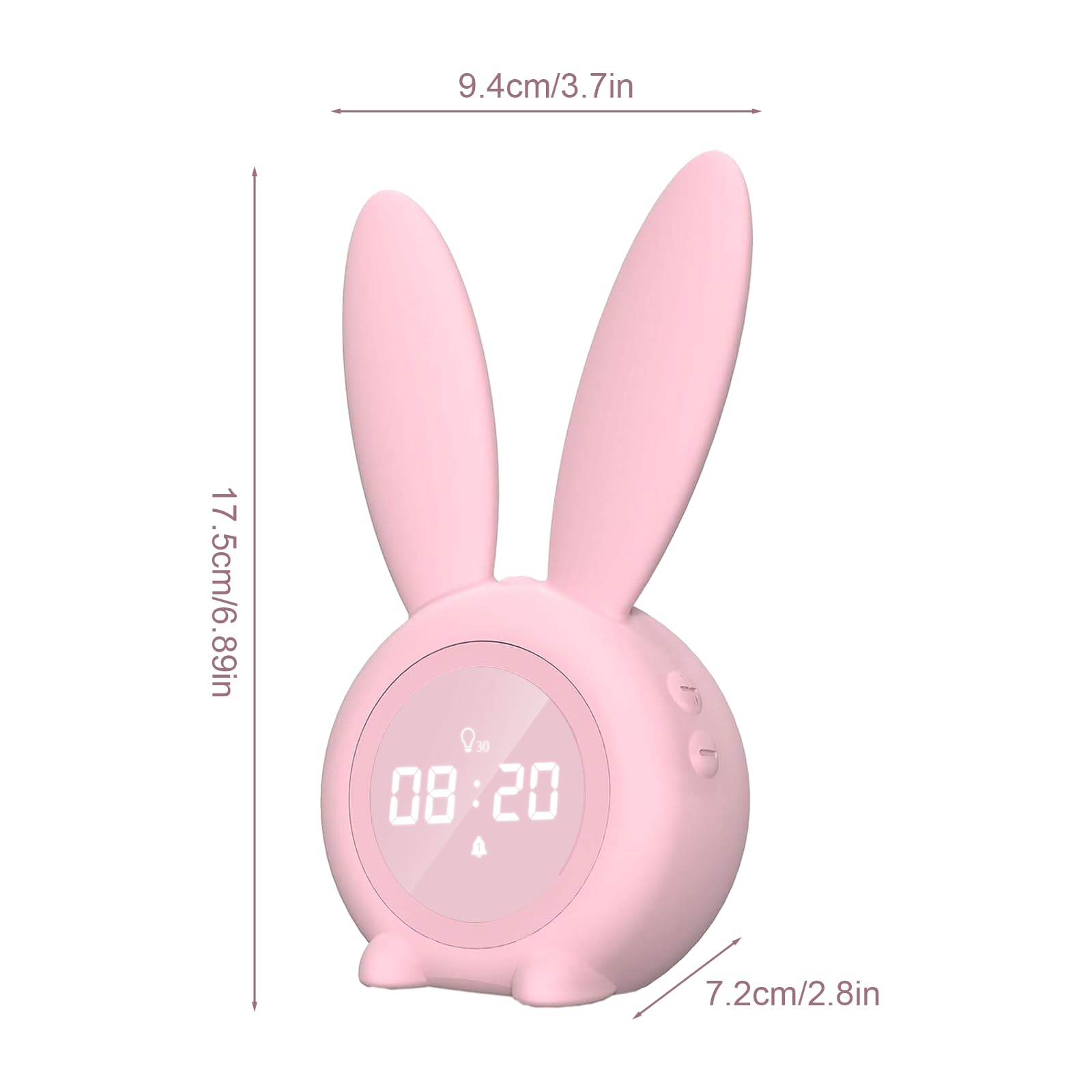 mizikuu Wecker Digital Kinder, Kinderwecker Mädchen Rabbit Cute Hase Lichtwecker Nachtlicht Kinder Creative Nachttischlampe Snooze-Funktion, Wake Up ZeitgesteuertesNachtlicht für Mädchen Jungen, Rosa