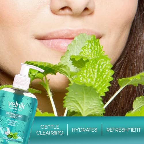 Image of Shower Gel With Refreshing Mint Gentle Cleansing Hydrates Refreshment Skin Body Wash for Women & Men with Skin Conditioners for Radiant Glow & Moisturised - 250ml - Pack Of 3