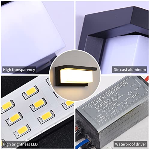 Porch Lights Outdoor Wall,3000K Warm White Black Wall Sconce Ip65 Waterproof Outdoor Light Fixtures Wall Mount Outside Lights For House Garden Front Bathroom Garage #TOP5