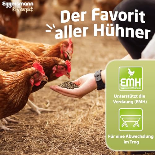 Eggersmann Körnerpick 15kg Hühnerfutter - EMH Hühner Mash - Hühner Futter mit Wild-, Hell- und Gewürzkräutern - Eggersmann Ergänzungsfutter für Hühner Gänse und Enten