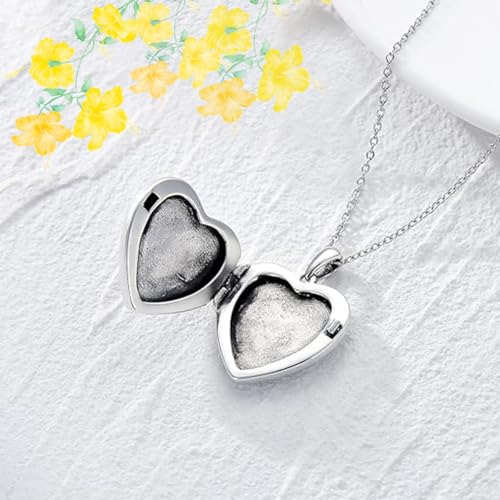 S925 Sterling Silver Heart Lockets Necklace That Holds Pictures Jewelry for Women Photo Pendant Necklace Memorial Jewelry Gift3