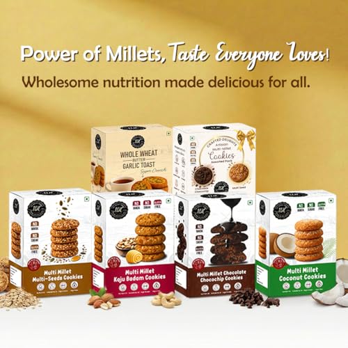 Image of THE DOUGH CORNER Healthy Multi Millet Kaju Badam Cookies | High Protein with Bajra, Jowar, Ragi, and Barley Flours | Naturally Sweetened with Jaggery | No Maida, No Sugar | Guilt-Free Snack for All Ages- pack of 2, 200Gm Each