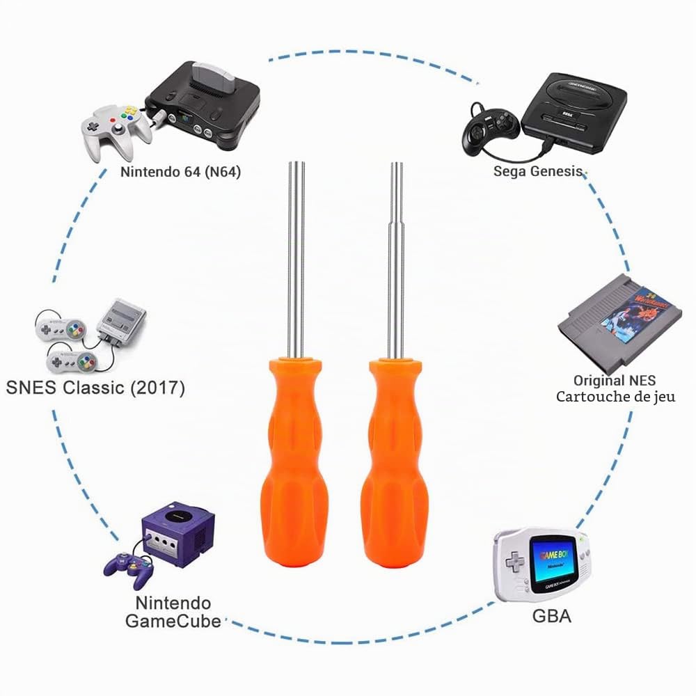 Kit de tournevis Gamebit 4,5 mm 3,8 mm pour ouvrir les consoles NES, SNES, N64, GameBoy, GameCube, Virtual Boy, Sega, Nintendo Consoles et cartouches, long pour trous de vis profonds