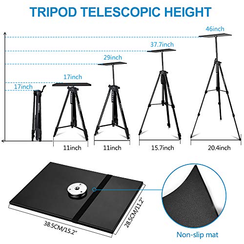 Projector Stand, Adjustable Laptop Stand, Multi-Function Stand,Aluminum Tripod Stand,Computer Stand with Plate and Carry Bag, Adjustable Height 17-46inches for Projectors/Laptops/Photography/DJ