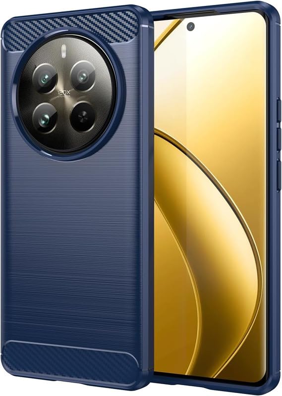 Image of NPRC Hybrid Ultra Slim Protective Case TPU Non-Slip Carbon Fiber Texture Shockproof Case Cover for Realme 12 Pro Plus - Blue
