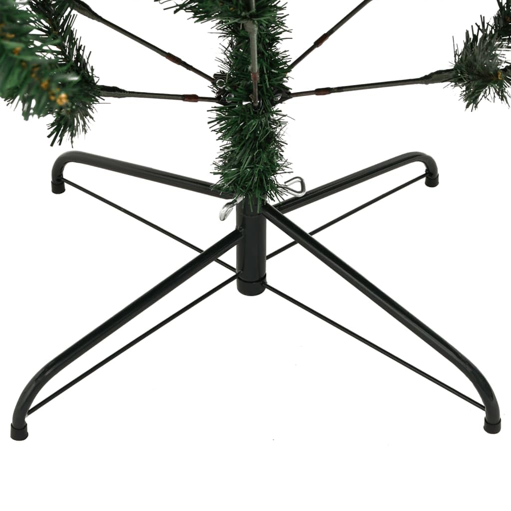 Árbol de Navidad artificial plegable con soporte, altura de 150 cm, puntas de polietileno natural, fácil montaje, soporte de metal resistente, para uso interior y exterior