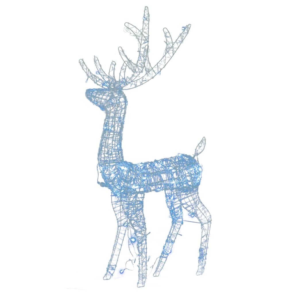 Slitta e Renne Natalizie Renna di Natale Luminosa Addobbi Natalizi per Esterno da Giardino-Bianco freddo-70 x 41 x 120 cm/2 pz