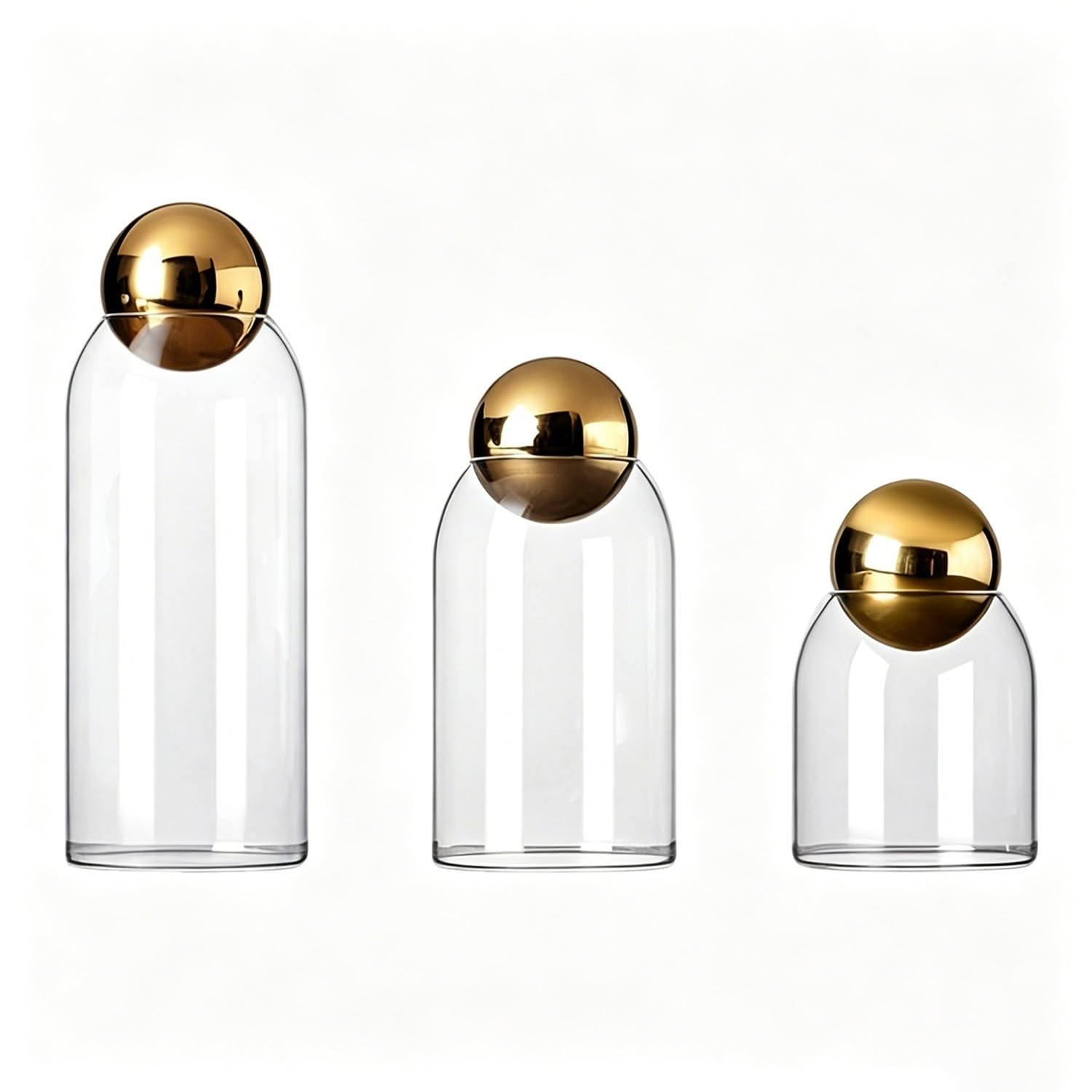 3pcs Cylinder Glass Canisters with Decorative Stoppers - Airtight Storage Jars for Kitchen Pantry, Coffee, Tea, Candy