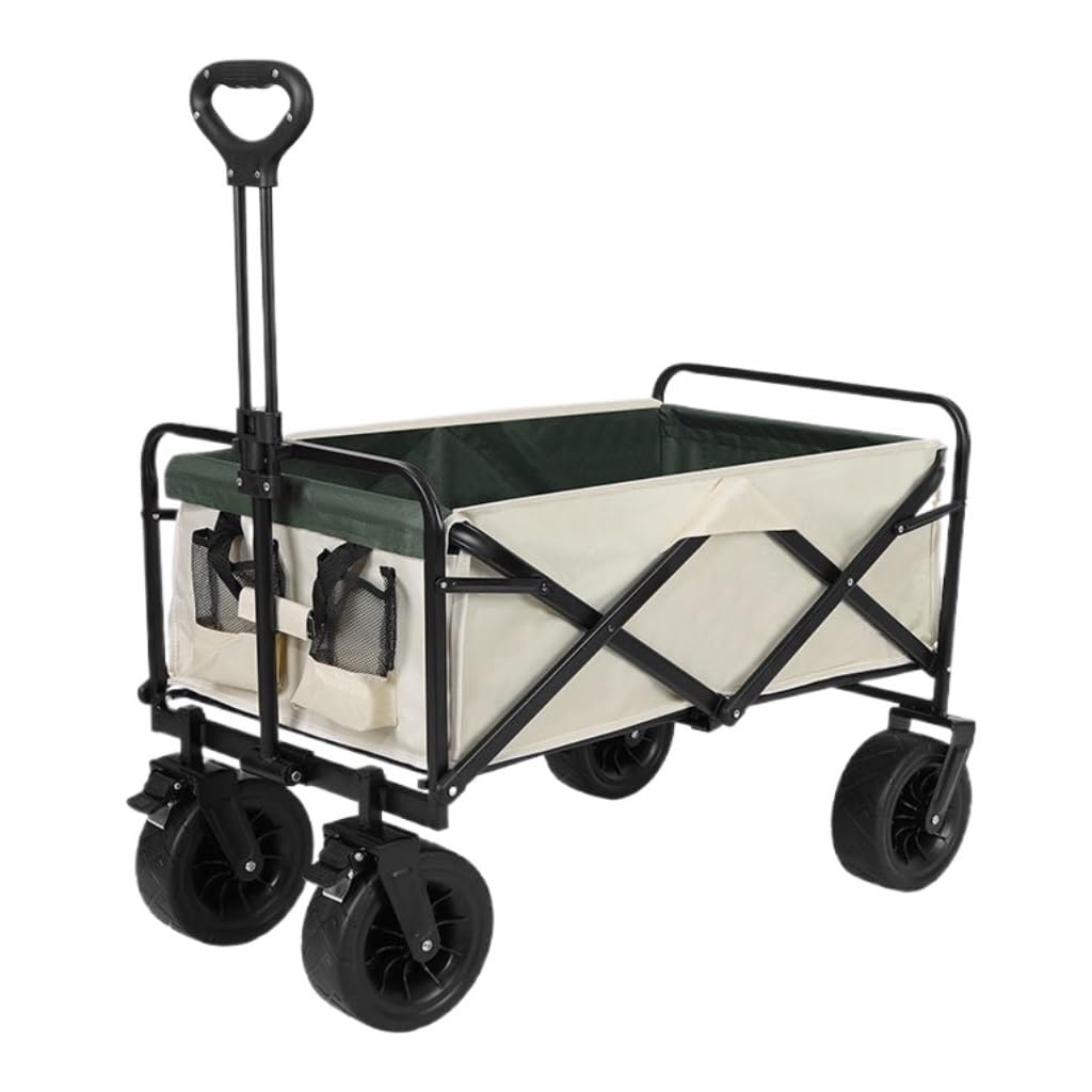 Carrito de camping plegable portátil, carrito de mano con barra de tracción, remolque ligero para un fácil transporte, perfecto para picnics y viajes a la playa