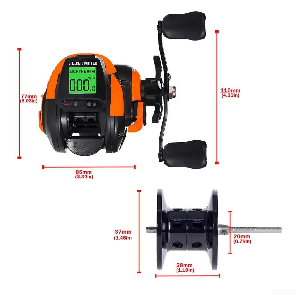 Carrete de pesca digital, carrete de pesca eléctrico con pantalla digital, rueda de cebo recargable recargable