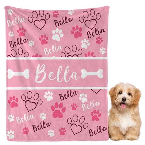DOREALA Custom Dog Blankets with Pictures, Personalized Name Blanket for Pets, Customized Pet Photo...